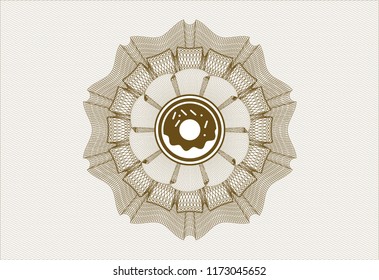 Brown rosette. Linear Illustration with donut icon inside