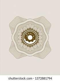 Brown rosette. Linear Illustration with donut icon inside