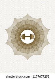 Brown rosette. Linear Illustration with dumbbell icon inside