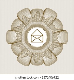 Brown rosette. Linear Illustration with envelope icon inside
