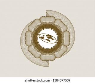 Brown rosette. Linear Illustration with flat earth icon inside