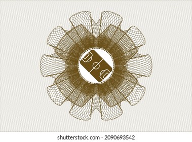 Brown rosette. Linear Illustration. with football field icon inside