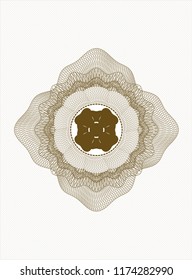 Brown rosette. Linear Illustration with four leaf clover icon inside