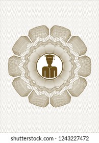 Brown rosette. Linear Illustration with graduated icon inside