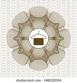 Brown rosette. Linear Illustration with hanger with towel icon inside