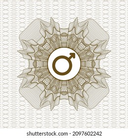 Rosette marrón. Ilustración lineal. con icono masculino dentro
