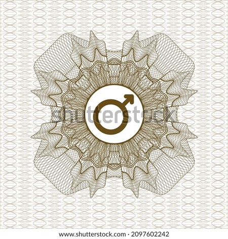 Brown rosette. Linear Illustration. with male icon inside