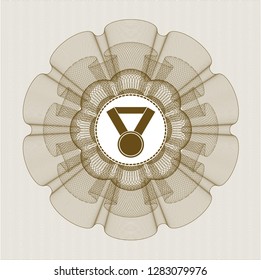 Brown rosette. Linear Illustration with medal icon inside