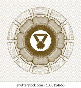 Brown rosette. Linear Illustration with medal icon inside
