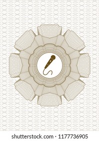 Brown rosette. Linear Illustration with microphone icon inside