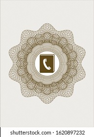 Brown rosette. Linear Illustration with phonebook icon inside