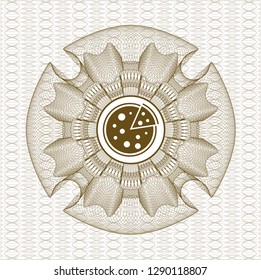 Brown rosette. Linear Illustration with pizza icon inside