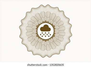 Brown rosette. Linear Illustration with rain icon inside