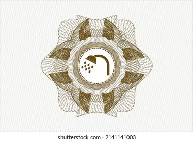 Brown rosette. Linear Illustration. with shower icon inside