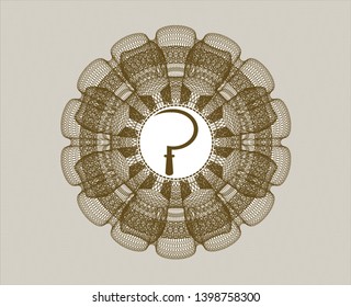 Brown rosette. Linear Illustration with sickle icon inside