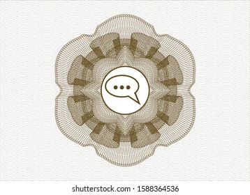 Brown rosette. Linear Illustration with speech bubble icon inside