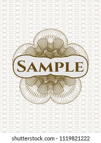 Brown rosette. Linear Illustration with text Sample inside