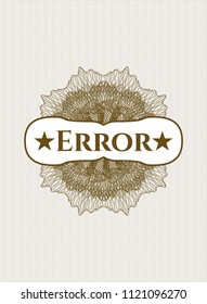 Brown rosette. Linear Illustration with text Error inside