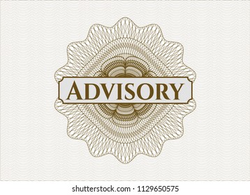Brown rosette. Linear Illustration with text Advisory inside