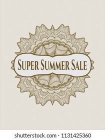 Brown rosette. Linear Illustration with text Super Summer Sale inside