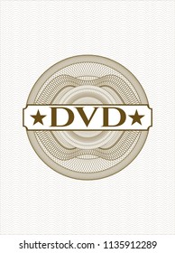 Brown rosette. Linear Illustration with text DVD inside