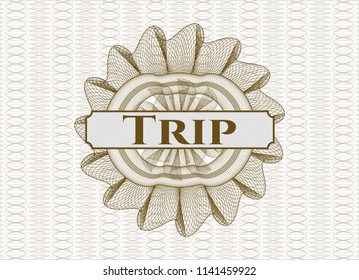 Brown rosette. Linear Illustration with text Trip inside
