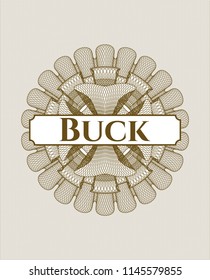 Brown rosette. Linear Illustration with text Buck inside