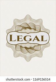 Brown rosette. Linear Illustration with text Legal inside