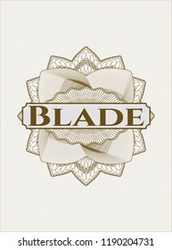 Brown rosette. Linear Illustration with text Blade inside