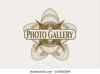 Brown rosette. Linear Illustration with text Photo Gallery inside