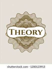 Brown rosette. Linear Illustration with text Theory inside