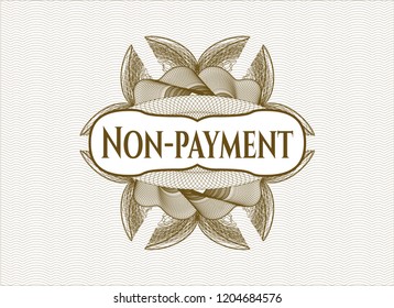 Brown rosette. Linear Illustration with text Non-payment inside