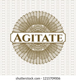 Brown rosette. Linear Illustration with text Agitate inside