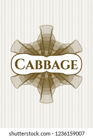 Brown rosette. Linear Illustration with text Cabbage inside