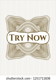 Brown rosette. Linear Illustration with text Try Now inside