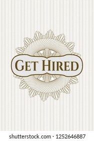 Brown rosette. Linear Illustration with text Get Hired inside