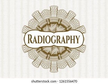 Brown rosette. Linear Illustration with text Radiography inside