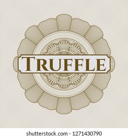 Brown rosette. Linear Illustration with text Truffle inside