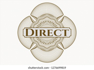 Brown rosette. Linear Illustration with text Direct inside