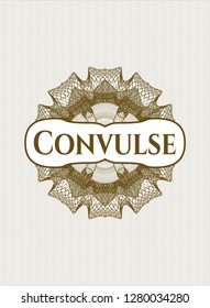 Brown rosette. Linear Illustration with text Convulse inside