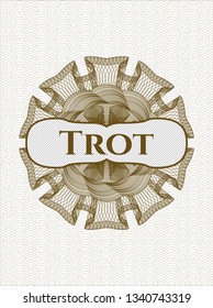 Brown rosette. Linear Illustration with text Trot inside