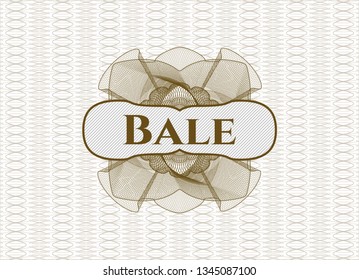 Brown rosette. Linear Illustration with text Bale inside