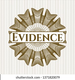 Brown rosette. Linear Illustration with text Evidence inside