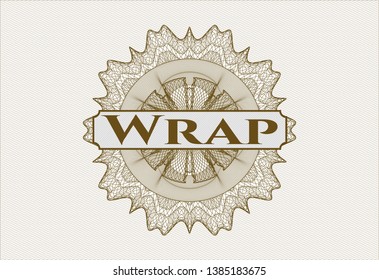 Brown rosette. Linear Illustration with text Wrap inside