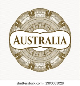 Brown rosette. Linear Illustration with text Australia inside