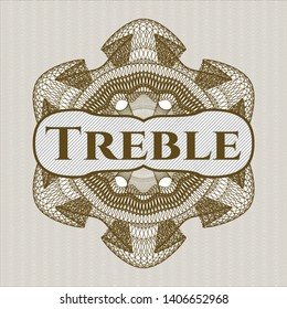 Brown rosette. Linear Illustration with text Treble inside