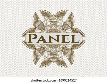 Brown rosette. Linear Illustration with text Panel inside