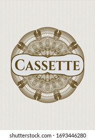 Rosette marrón. Ilustración lineal con cassette de texto en el interior