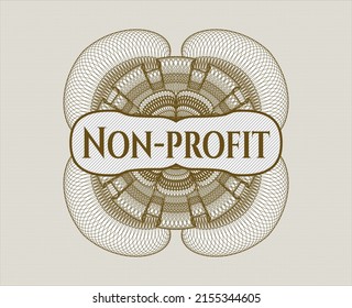 Rosette marrón. Ilustración lineal con texto Sin ánimo de lucro