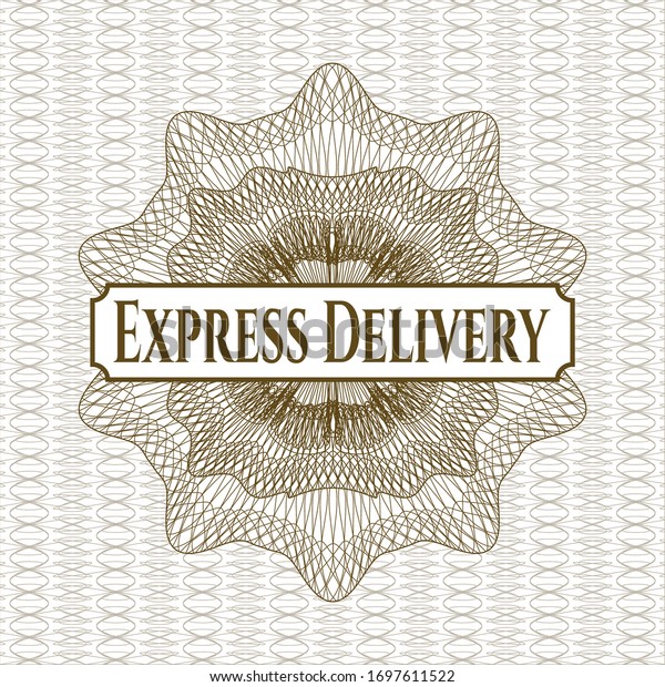 Brown rosette. Linear Illustration with text\
Express Delivery inside